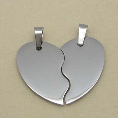 China Two piece pendant made of a broken heart heart shape stainless steel pendant for sale