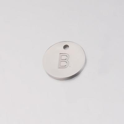 China Casual/Sporty Mirror Polished Logo Blank Disc Stainless Steel Engraved Round Initial Letter Necklace Pendant for sale