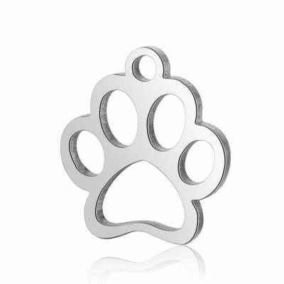 China Stainless Steel Casual/Sporty Animal Footprint Shape Hollow Dog Pendant Paw Print Charm for sale