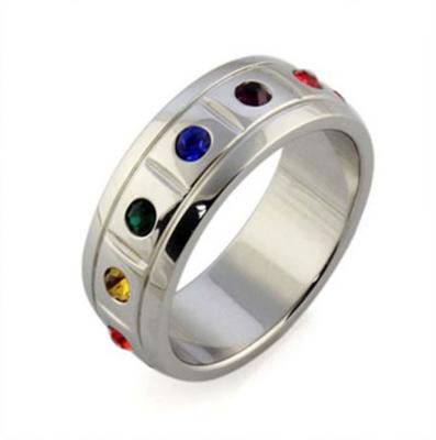 China Ring Stainless Steel Rainbow Ring Jewelry Ring for LGBT Gay and Lesbian Pride Jewelry for sale