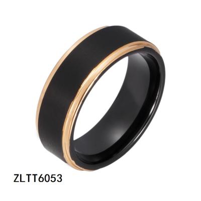 China Popular 8MM IP Black Plated Unique Design Fashion Gold Plating Tungsten Ring White for sale