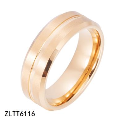 China Popular Dubai 24k Gold Plated High Polished Comfort Fit Tungsten Ring Wedding Band for sale