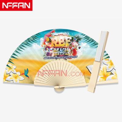 China China Customize Japanese Bamboo Fabric Folding Fan With Your Own Design For Gift for sale