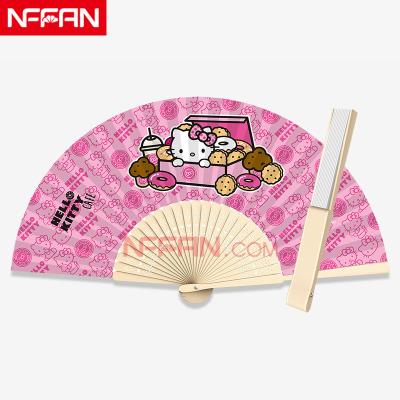 China China Customized Small Customized Hand Held Bamboo Cloth Folding Japanese Fans For Sale for sale