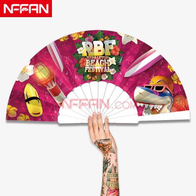 China China Nffan Custom Premium Praise Plastic Fabric Cloth Folding Hand Fans For Promotion Or Event for sale