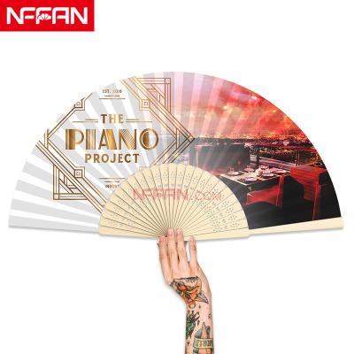 China China NFFAN Diy Souvenir Spanish Hand Painted Cotton Wooden Hand Held Folding Fan for sale