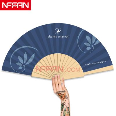 China China NFFAN Customized Handmade Advertising Spanish Wooden Hand Held Folding Fan for sale