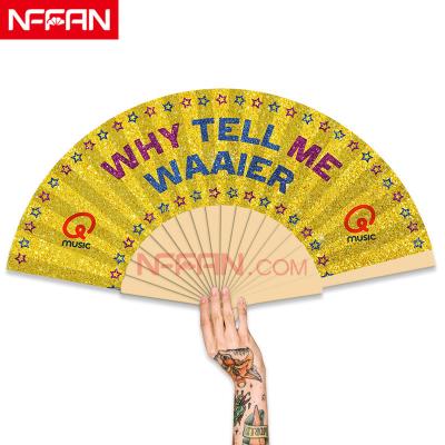 China China Custom Printed Spanish Praise Festivals Wooden Folding Hand Fans for sale