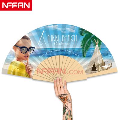 China China Custom Spanish Wooden Folding Hand Cloth Fan Custom Printed With Your Artwork for sale