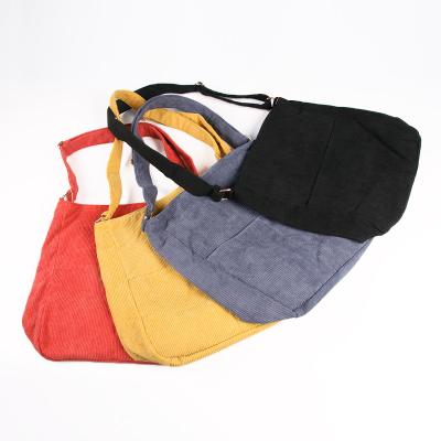 China Large Capacity Custom Corduroy Adjustable Multi Color Retro Single Soft Thickened Optional Shoulder Bag for sale