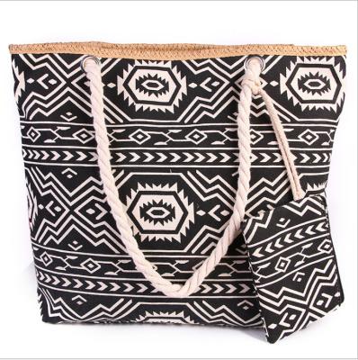 China Wear Beach Towels Women's Canvas Bag Tote Bag Vacation Beach Bag With Wallet for sale