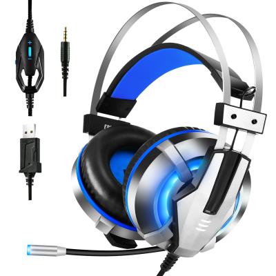 China Blue Headband EKSA E800 PS4 X-BOX PC Wired Gaming Headphones RGB LED Light 3D Stereo Sound With Noise Canceling MIC for sale