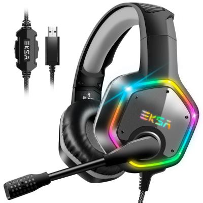 China Best EKSA E1000 Headband Stereo Gaming Headphones Over Ear Gaming Headset With MIC LED Light Computer Games for sale