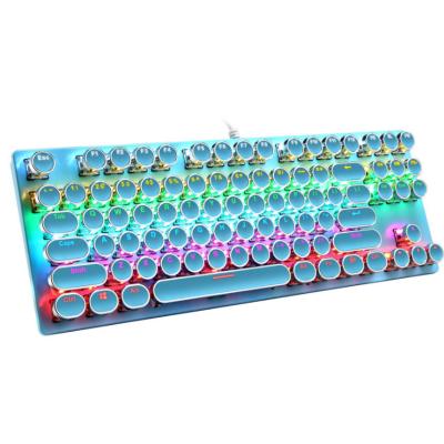 China 87 Keys Customize Backlit RGB Mechan Keyboard Retro Punk Round Keycap Gaming Mechanical Keyboard for sale