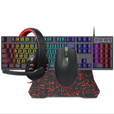 China Gaming Wired Gamer Keyboard Mouse Headset Mouse Pad Set RGB Gaming Combo Set for sale