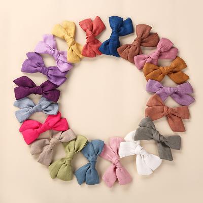 China 9*6.5cm Baby Hair Clips 100% Canvas Baby Hair Bows Cotton Knot Hair Barrettes Kids Hair Tie for sale