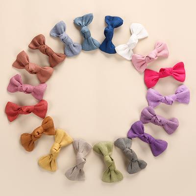 China Baby Hair Clips Handmade Girls Cotton Bows Canvas Hair Clips New Fashion Dot Toe Hairpins For Kids Hair Accessories for sale