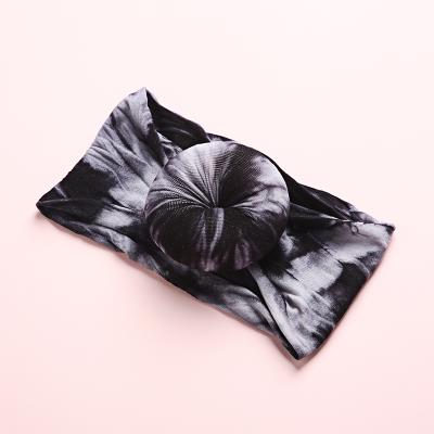 China 2020 New Elastic Round Ball Babies Prints Nylon Headbands Tie Dye Prints Donut Width Bows Stretchy Turban Head Wraps for sale