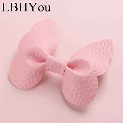 China Elastic One Size Fit Most PU Butterfly Hair Clips Babies Leatherette Bows DIY Hairpins For Girls Hair Accessories for sale