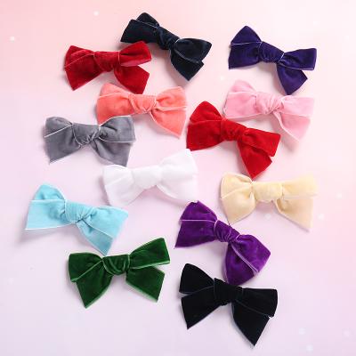 China Toddler Girls Head Wear Velvet Ribbon Hairpins 2019 For Girls Children Simple Knotbows Hair Clips Kids Hair Accessories for sale