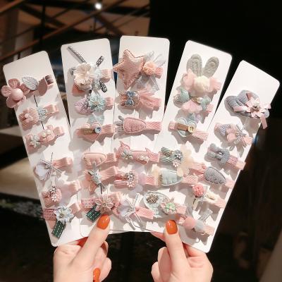 China New Kids Cloth Cover Hair Barrettes Babies BB Hair Clips Cute Newborn Cloth Cover Hairpins Pink Hair Clips Hair Accessories 6PCS/card for sale