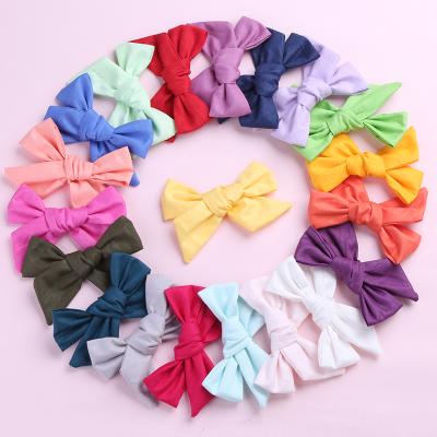 China 20 Colors Elastic Soild Cotton Bows Hair Clips For Girls, Princess Knotbows Hair Barrettes School Girls Cloth Hairpins for sale