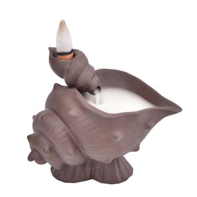 China New Style Chinese Conch Ceramic Censer Censer Ornaments Conch Form Ceramic Censer Backflow Incense Holder for sale