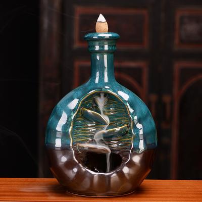 China NEW Bottle Wine Incense Holders Cascade Ceramic Censer Waterfall Censer Chinese Backflow Incense Censer for sale