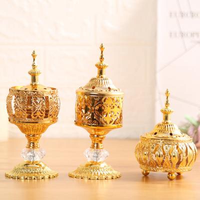 China Luxury Arabic Incense Censer Mubkhar Metal Censer Oud Bakhoor Chinese Glass Pot Burner for sale