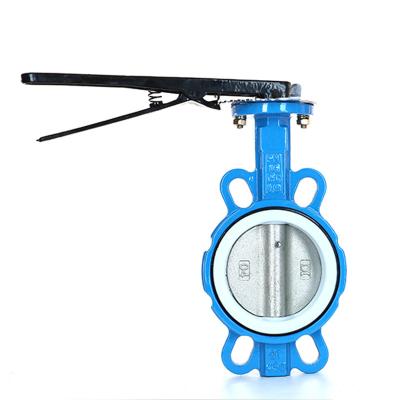 China General type butterfly valve handle wafer type vertical plate malleable iron two way soft seal stainless steel butterfly valve for sale