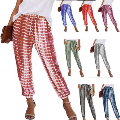 China 2021 New Striped Breathable Tie Dye Pants Fashion All-match Casual Women's Pants for sale