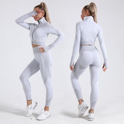 China Breathable summer seamless 2 piece gym apparel yoga set crac! crack! butt seamless yoga shorts sets for sale