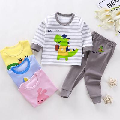 China 2021 New Arrival Breathable Baby Clothes Wholesale Long Sleeve 100% Cotton Casual Sleeping Underwear Baby Clothes Sets for sale