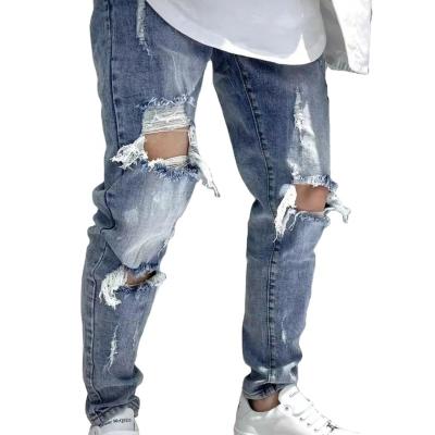 China 2022new men's jeans QUICK DRY ripped jeans high street popular Korean version straight tube loose feet jeans for men for sale