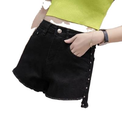 China European and American fashion wholesale fashion QUICK-DRY elastic shorts women's denim shorts high waist rivets style hot pants denim shorts for sale