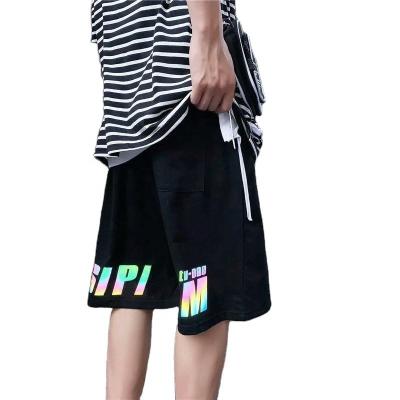 China 2022 Summer New QUICK DRY Hot Selling Letter Printing Reflective Street Style Casual Looser Waist Men's Shorts for sale