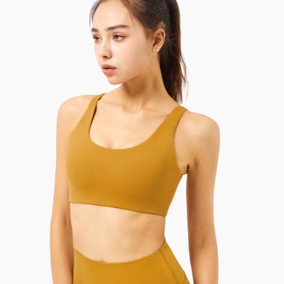 China 2021 New Style Women's High-Support Yoga Sports Bare-Feeling Bras Breathable Adjustable Fitness Tops for sale