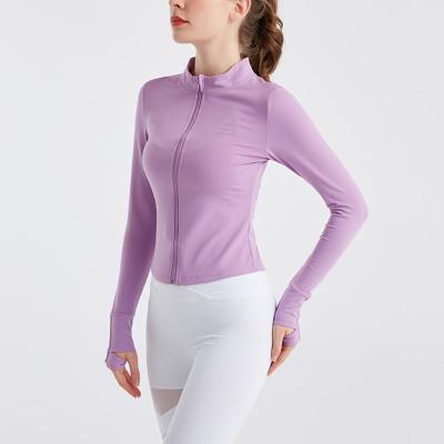 China wholesale custom logo Anti-wrinkle slimming fit yoga tops with zipper women fitness apparel for sale