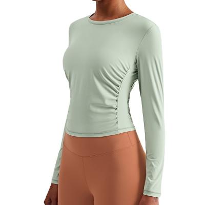 China Breathable Hot Selling Elastic Sports Clothes Long Sleeve Women T-shirt Yoga Tops Fitness Tops for sale