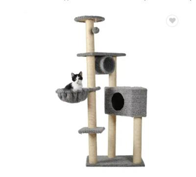 China Wholesale Multi Level Stocked Cat Tree House And Scratch Resistant Post With Sisal Rope Cat Tower For Large Cats for sale