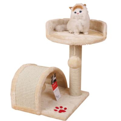 China Stocked wholesale new features ready to ship wooden cat tree cardboard cat scratcher for sale