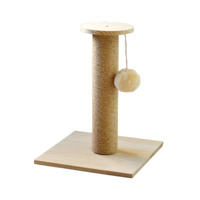 China Single Stored Cat Scratcher Post Rope Scratching Post Cat Trees With Ball Arranhador Para Funny gato for sale