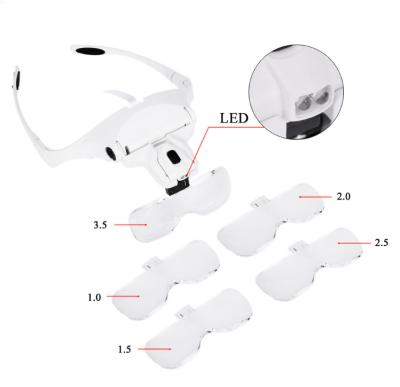 China Tattoo Shops Permanent Make Up Supplies Eyebrow Microblading LED Light Headband Tattoo Lamp With Magnifier Glass For Skin Care for sale