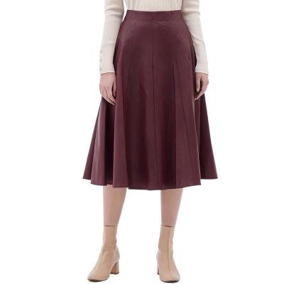 China Anti-static spring anti-static spring retro high waist protein leather umbrella French ecological skirt women's leather skirt for sale