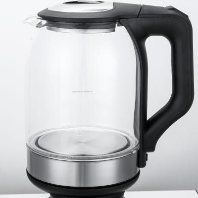 China 360 Degree Rotation Base Auto Cut Borosilicate Tea Kettle 1.8 High Glass Electric Blue Lighting 360 Degree Reflection for sale