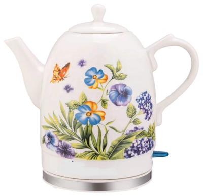 China 1.7L 360 degree rotation base ceramic cordless electric tea kettle with various pattern design for sale