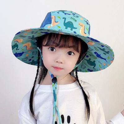 China Character Spring Children Hats Cute Cotton Dinosaur Kids Outdoor Reversible Bucket Hats for sale