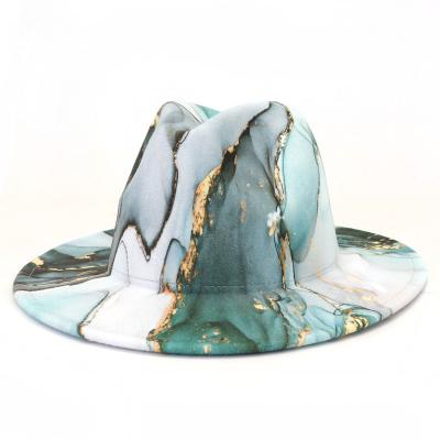 China 2022 New Arrival Spring Summer Wide Brim Print Plush Felt Fedora Hats For Women Two Ton Hats For Men Panama Sun Hats for sale