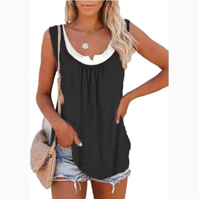 China 2021 Summer Ladies Breathable Wholesale Casual Fashion Vest Sleeveless Pleated T-shirt for sale