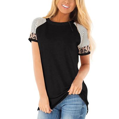 China 2021 summer new style ladies V-neck striped loose breathable commuter short-sleeved T-shirt for sale